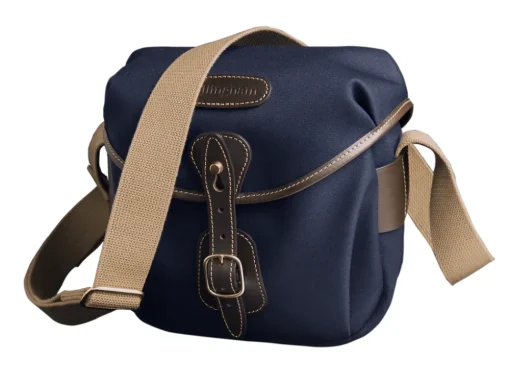 Hadley Digital Navy Canvas Black Leather Bag